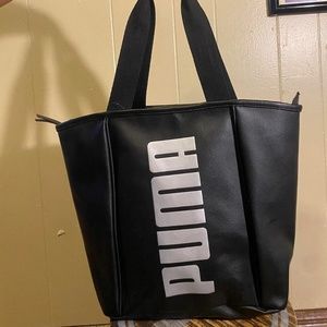 Leather Puma full zipper tote bag